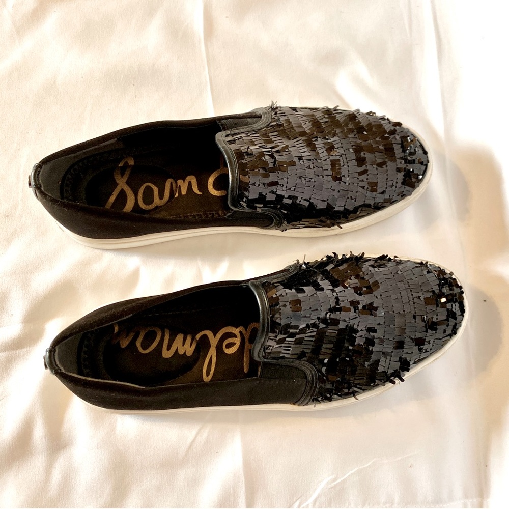 Sam Edelman Patent Fringe Fashion Slip On Sneakers 8.5